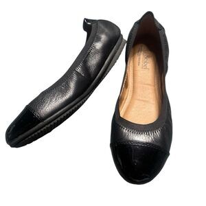 Josef Seibel Pippa Patent Ballet Flats Matte/Patent Black Leather Size 39 / US 8